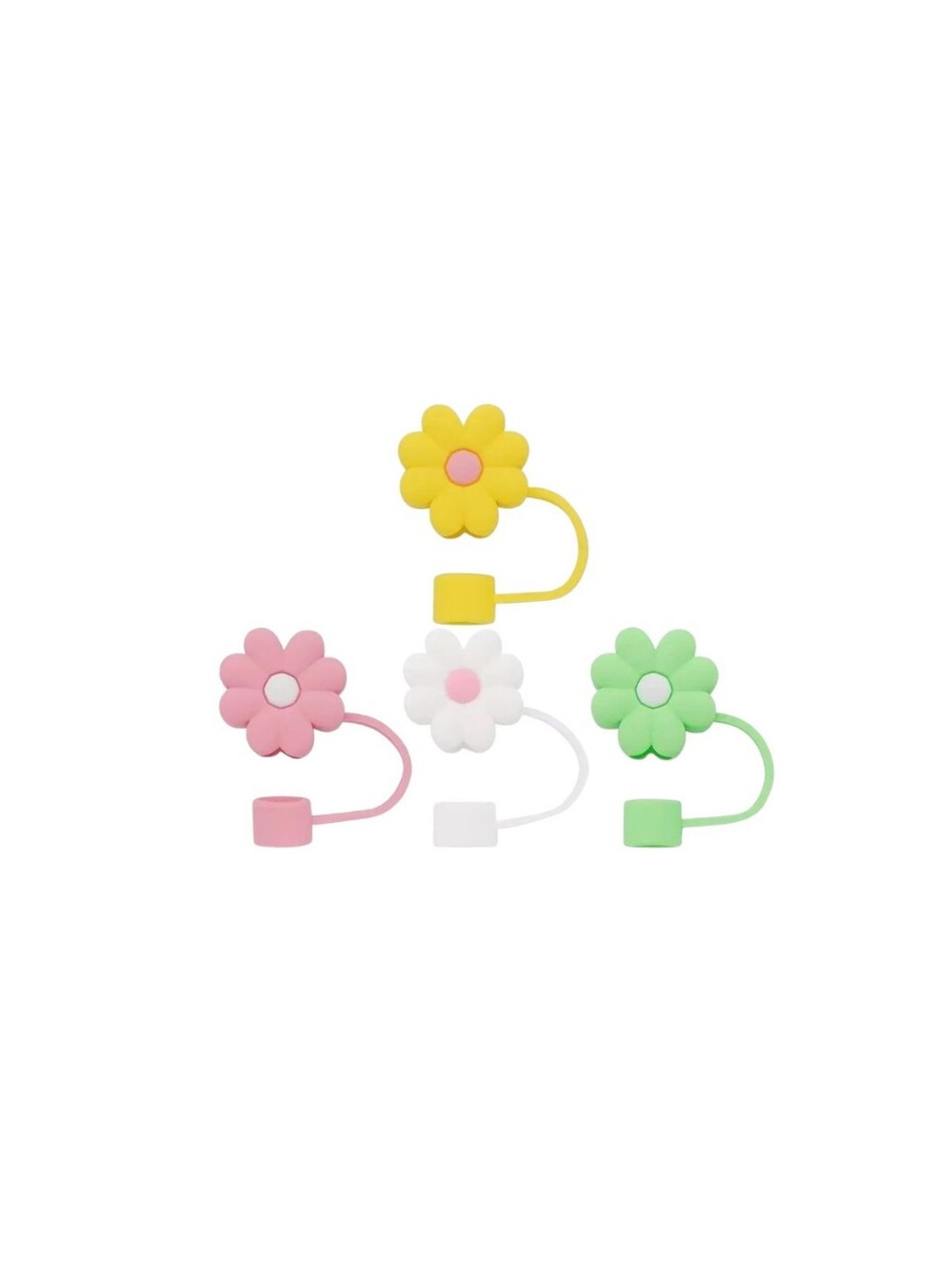 Colorful Flower Silicone Stanley Straw Covers 4 Piece Set New - Picture 3 of 4